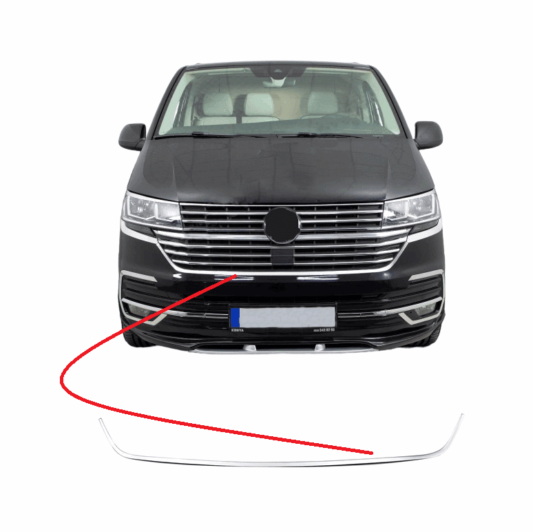 VW T6.1 2020+ chrome ''U'' formet front grill streamer.