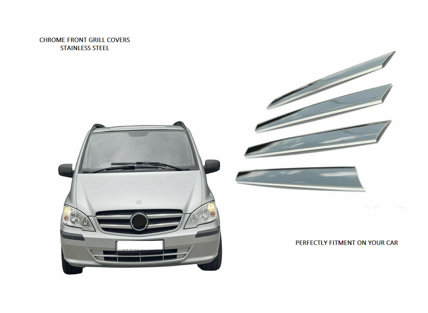 Mercedes Vito 639 (2003-14) 4-teilige Chrom-Kühlergrillabdeckung