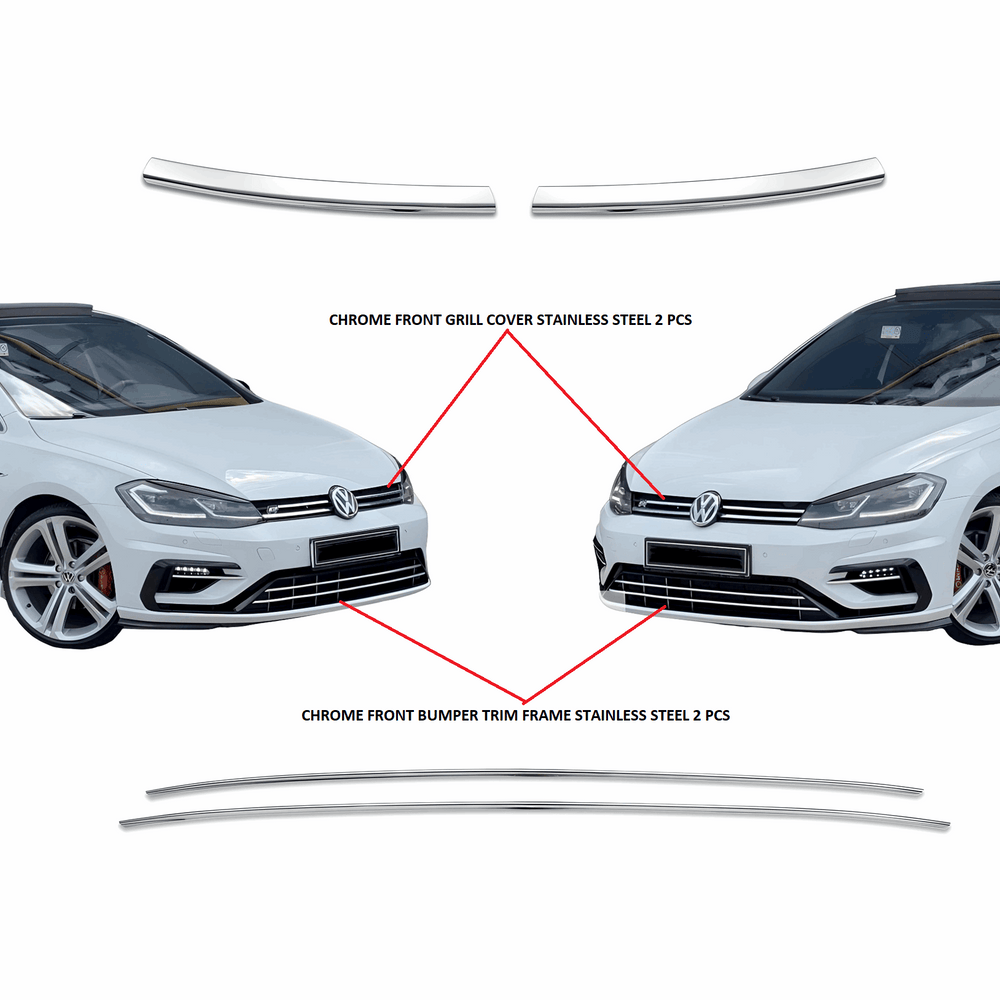 VW Golf7 2013-17 chrome front bumper trim & grill cover