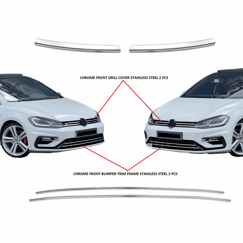 VW Golf7 2013-17 chrome front bumper trim & grill cover - Love Trend
