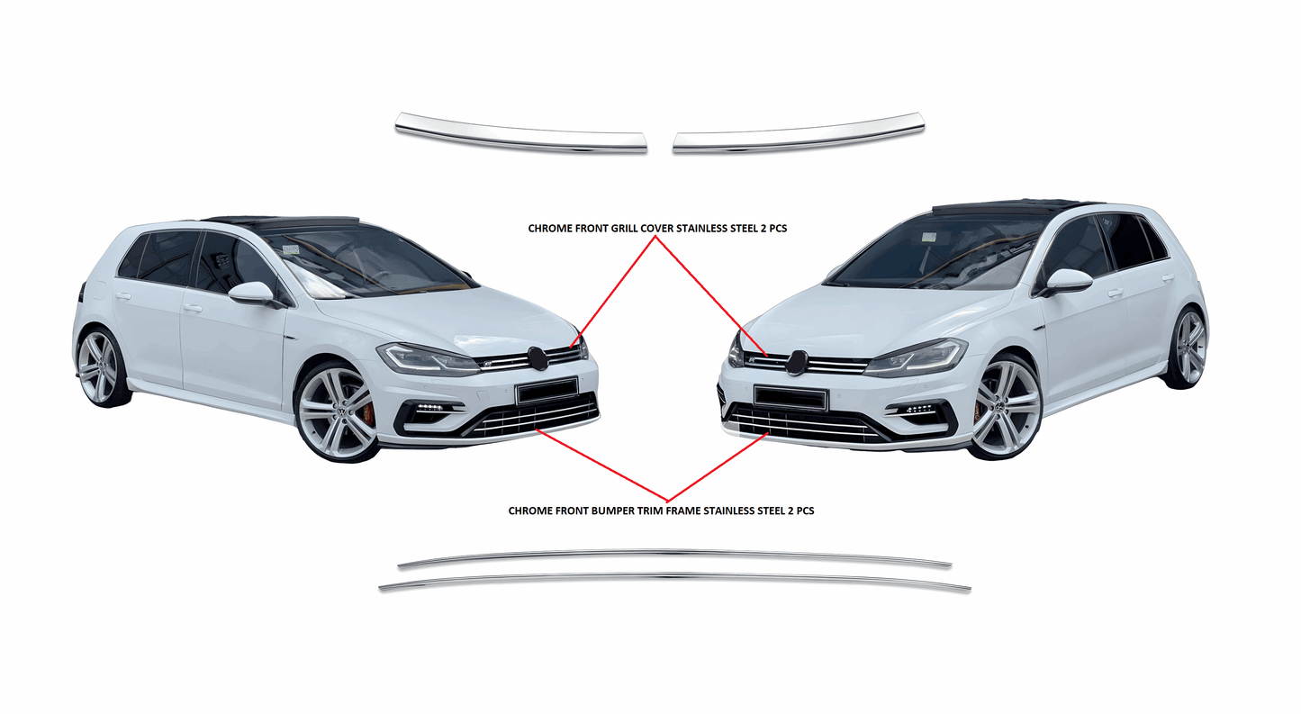 VW Golf7 2013-17 chrome front bumper trim & grill cover - Love Trend
