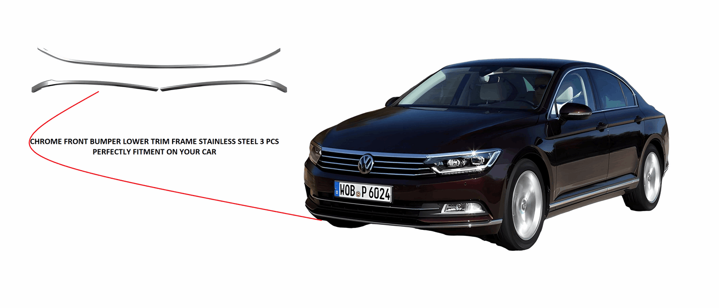 VW Passat 2015-19 chrome front bumper lower trim 3pcs