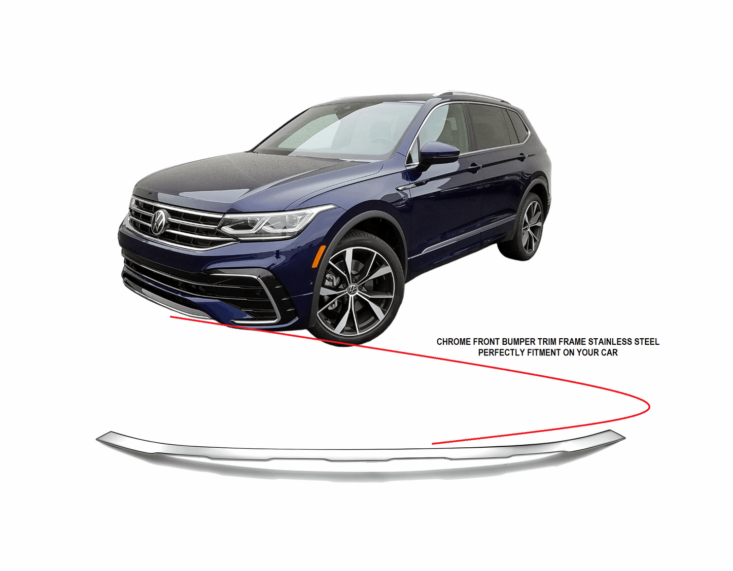 VW Tiguan 2020+ chrome front bumper trim