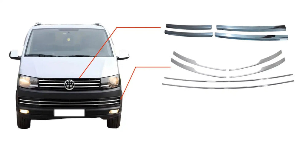 VW T6 2015-2019 chrome front bumper trim & grill cover Love Trend
