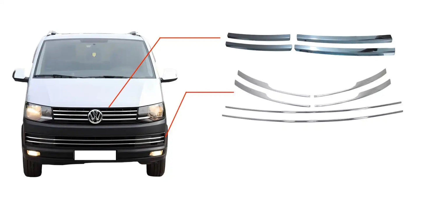 VW T6 2015-2019 chrome front bumper trim & grill cover Love Trend
