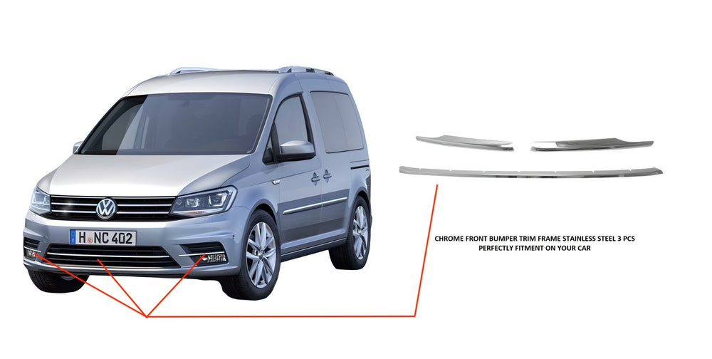 VW Caddy 2015-20 Chrome front bumper trim 3pcs