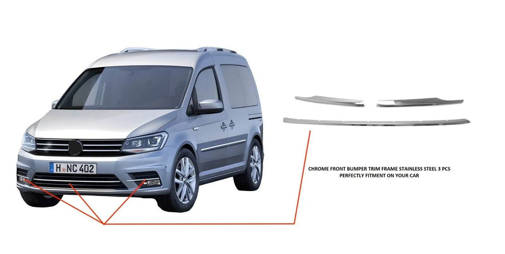 VW Caddy 2015-20 Chrome front bumper trim 3pcs - Love Trend