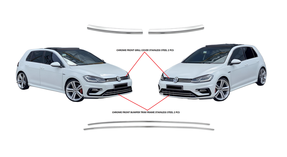 VW Golf7 2013-17 chrome front bumper trim & grill cover