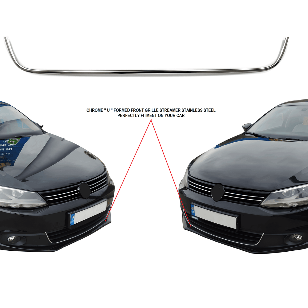VW Jetta 2011-14 chrome ''U'' formet front grille streamer bumper trim - Love Trend