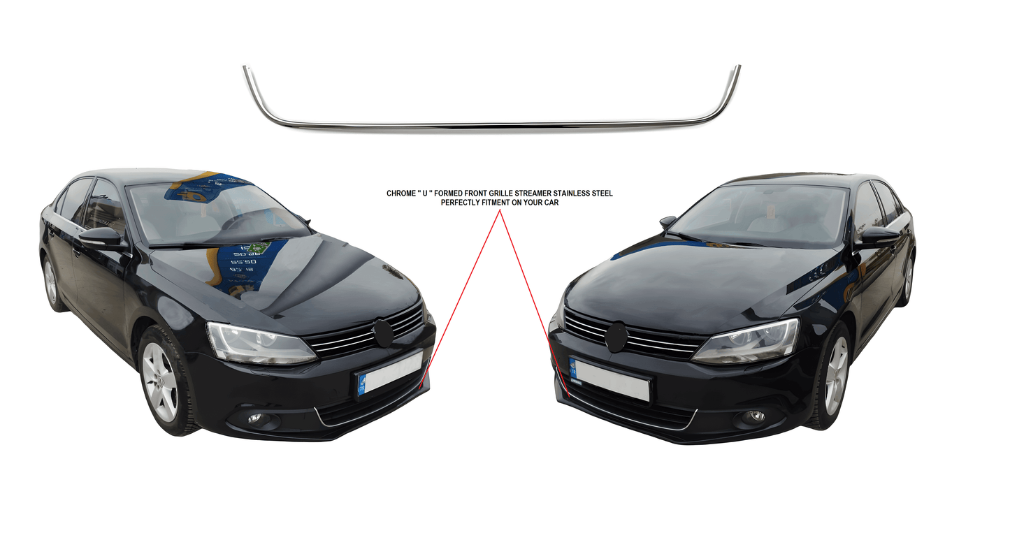 VW Jetta 2011-14 chrome ''U'' formet front grille streamer bumper trim - Love Trend