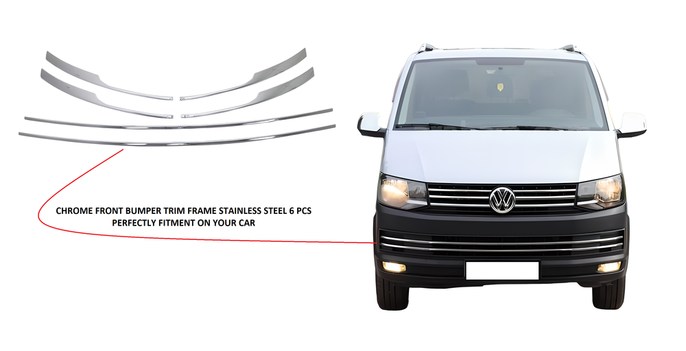 VW T6 2015-20 chrome front bumper trim 6pcs