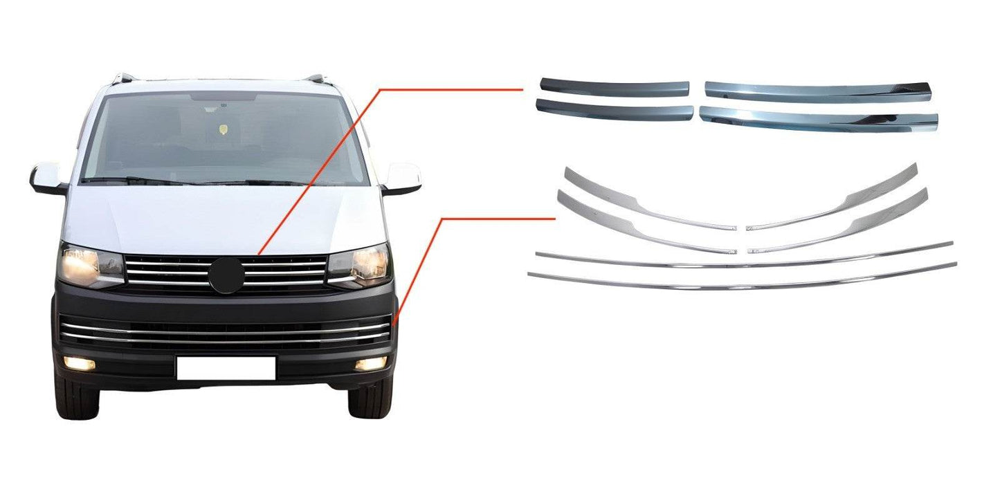 VW T6 2015-2019 chrome front bumper trim & grill cover - Love Trend