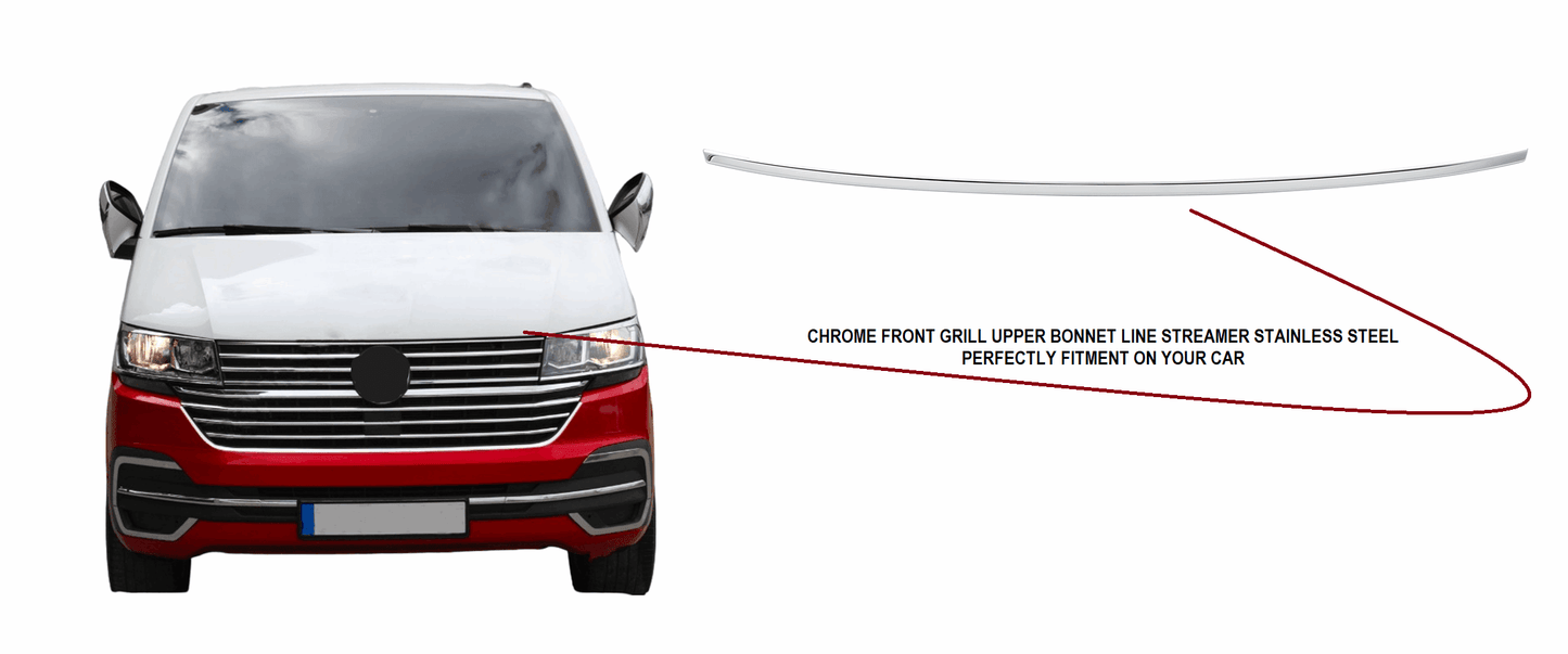 VW T6.1 2020+ chrome front grill upper bonnet line streamer - Love Trend