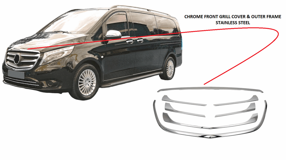 Mercedes Vito 447 2014+ Chrom-Frontgrillabdeckung und Außenrahmen