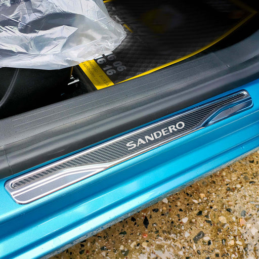 Dacia Sandero Chrome&Carbon door sill scratch guard