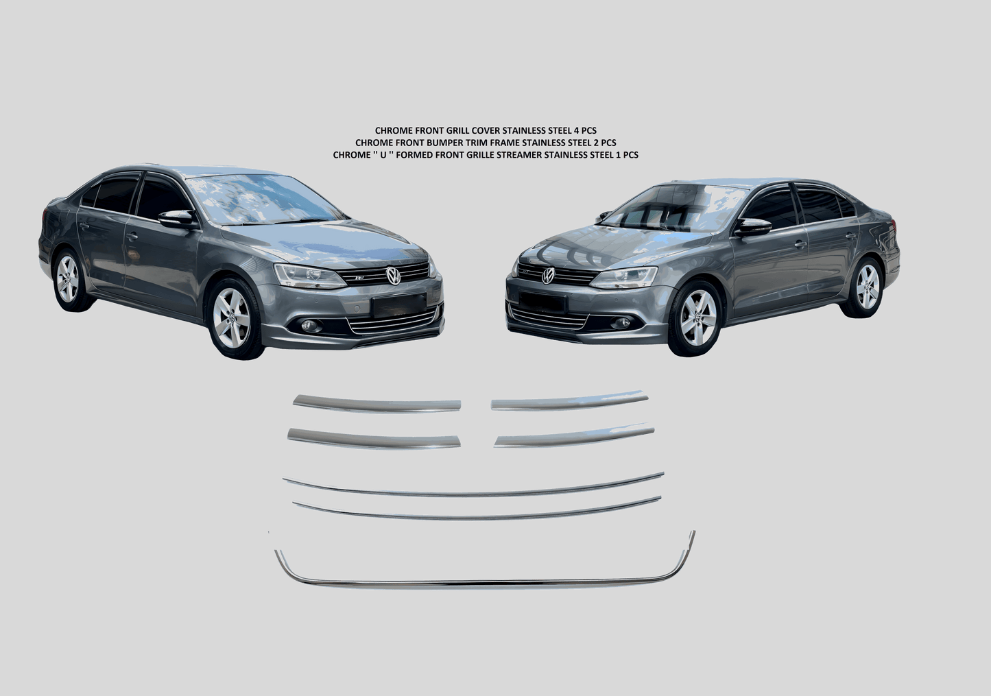 VW Jetta 2011-14 chrome front grill cover&bumper trim frame& ''U'' formed front grille set