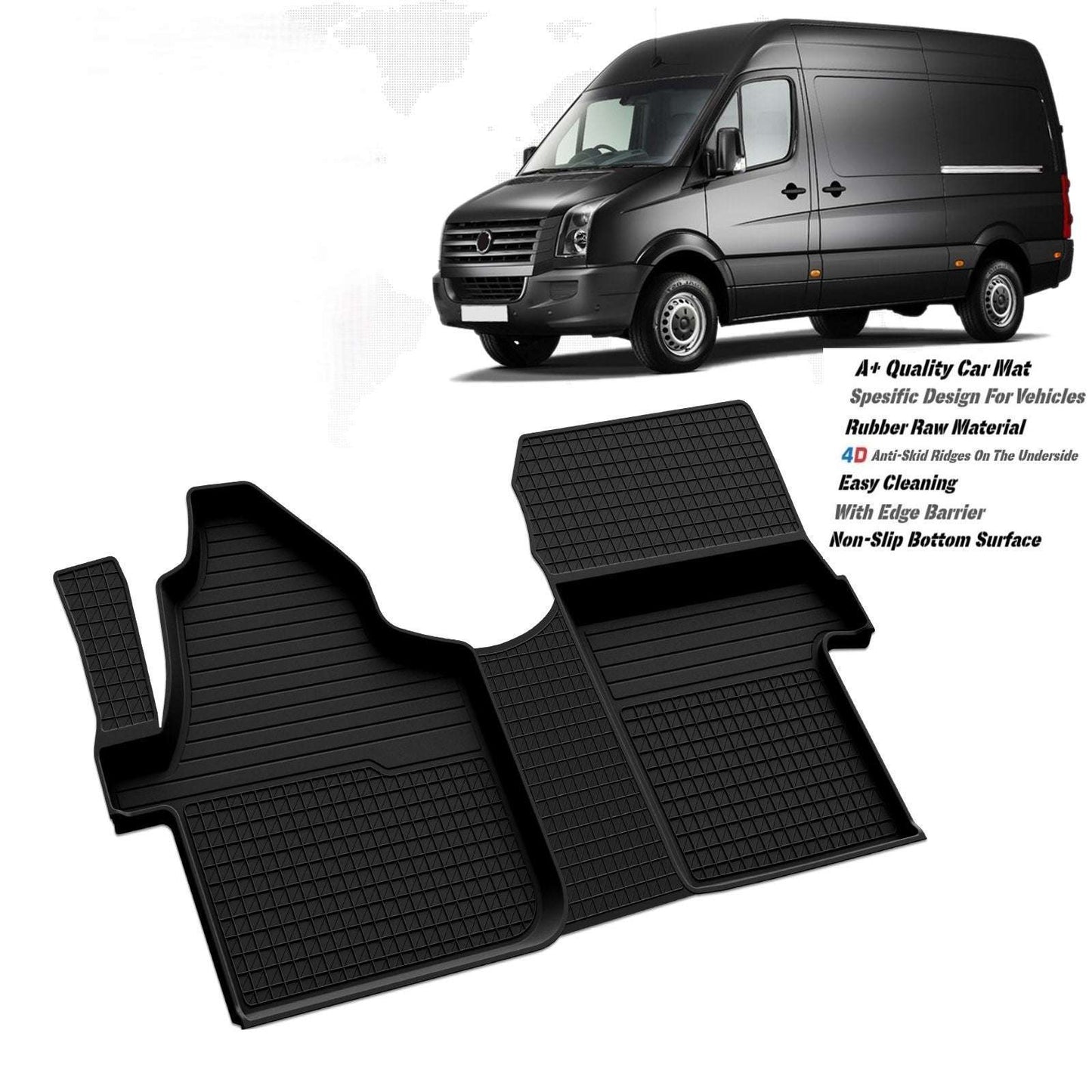 VW Crafter 2006up front double seat high quality rubber 4d floor mats