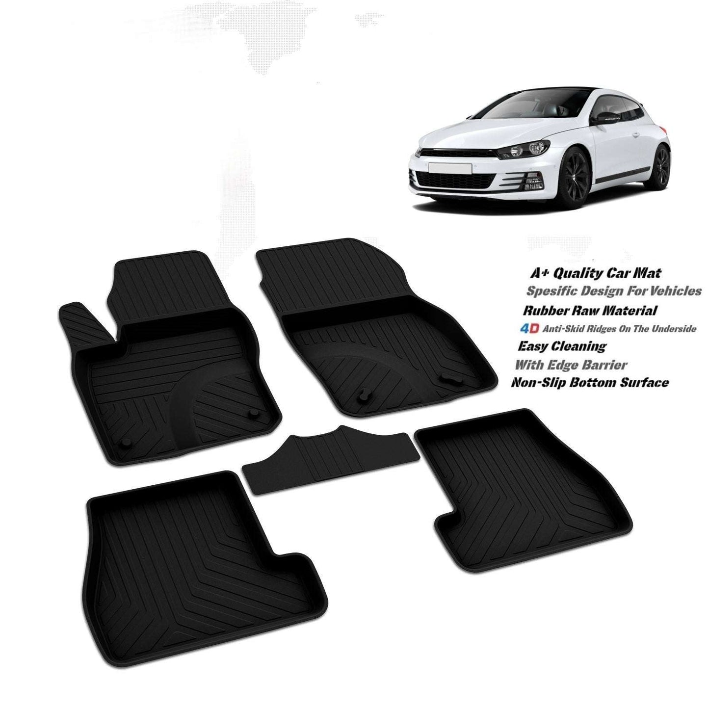 VW Scirocco 2009up high quality rubber 4d floor mats