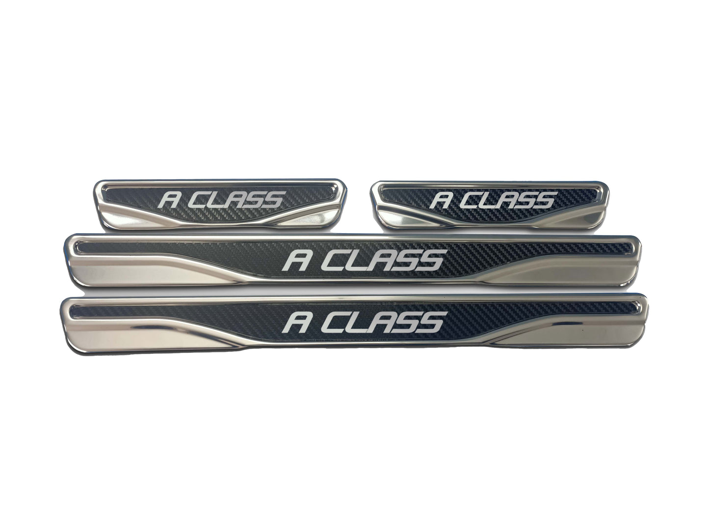 Mercedes A class chrome & carbon door sill scratch guard