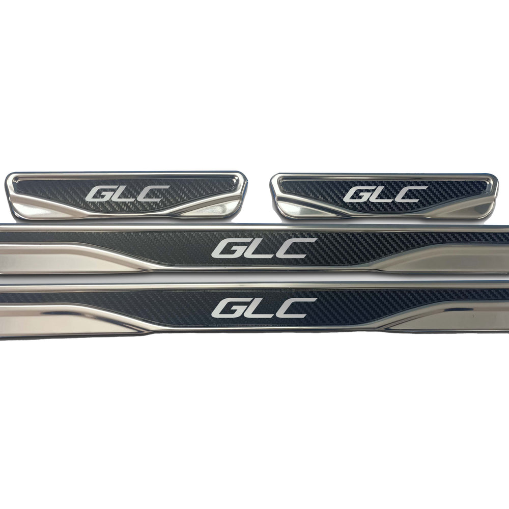 Mercedes GLC chrome & carbon door sill scratch guard