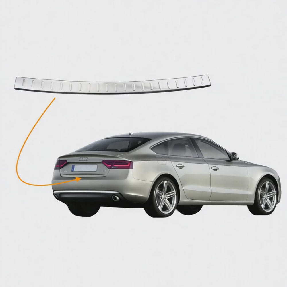 
                      
                        Load and play video in Gallery viewer, AUDI A5 Sportback chrome rear bumper guard
                      
                    