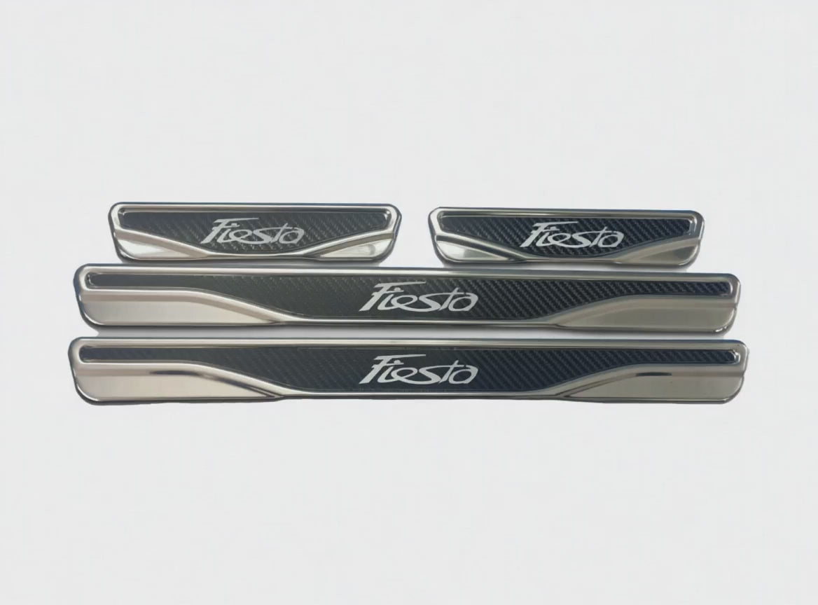 Ford Fiesta Chrome & Carbon Door Sill Scratch Guard