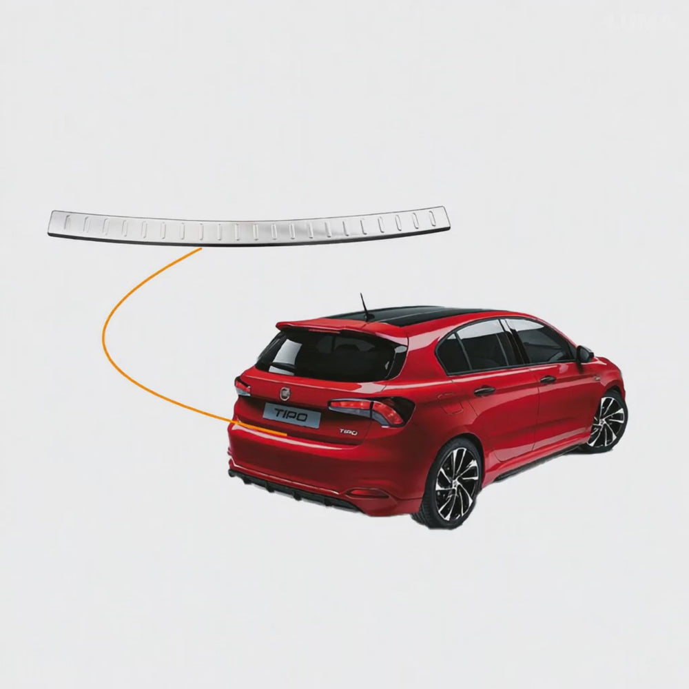 
                      
                        Load and play video in Gallery viewer, 2015-up Fiat Tipo hb chrome rear bumper protector
                      
                    