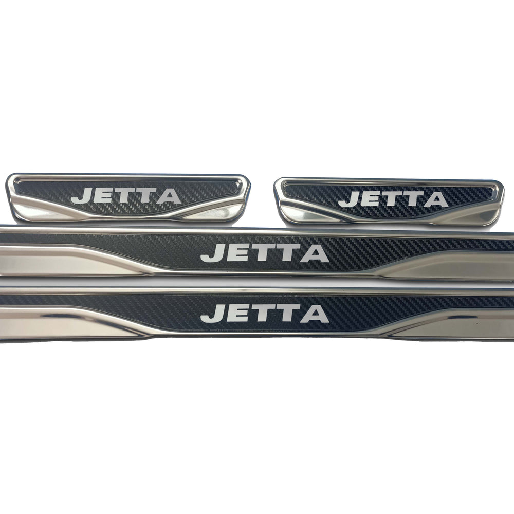 VW Jetta chrome & carbon door sill scratch guard