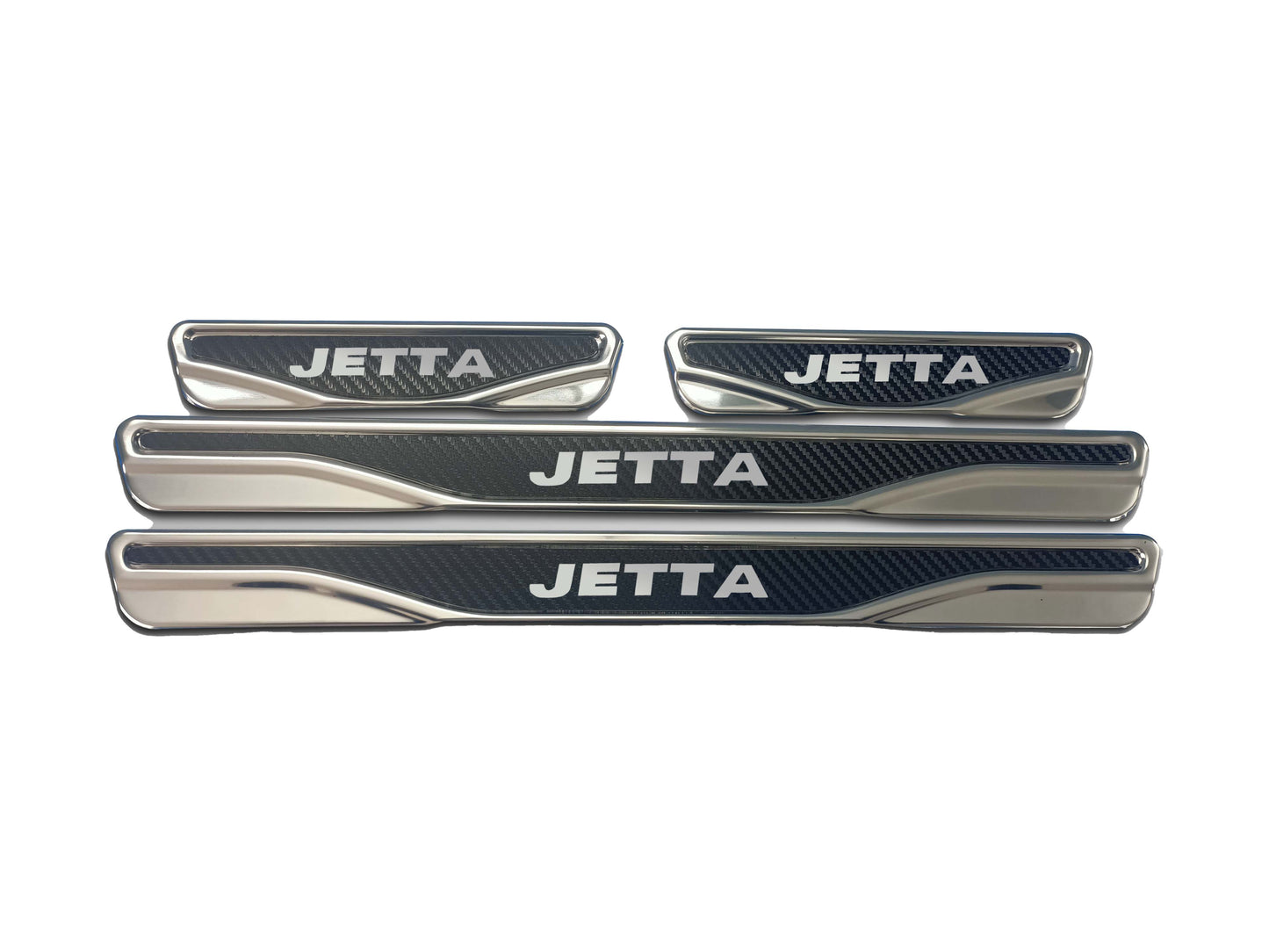 VW Jetta chrome & carbon door sill scratch guard