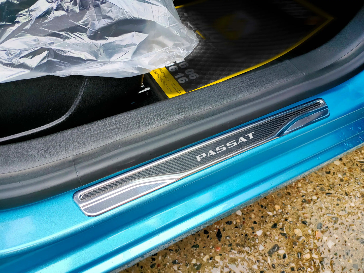 VW Passat chrome & carbon door sill scratch guard Love Trend